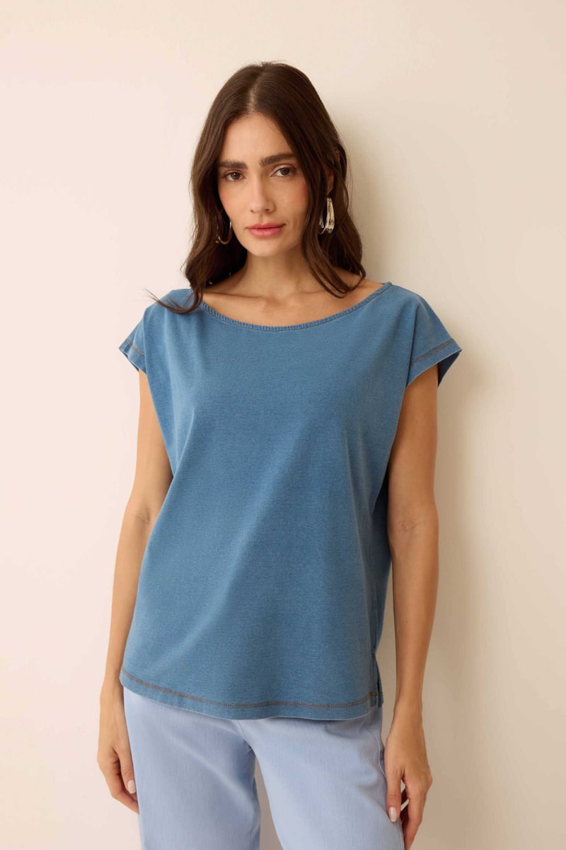 Blusa Jeans Índigo Algodão Kaya