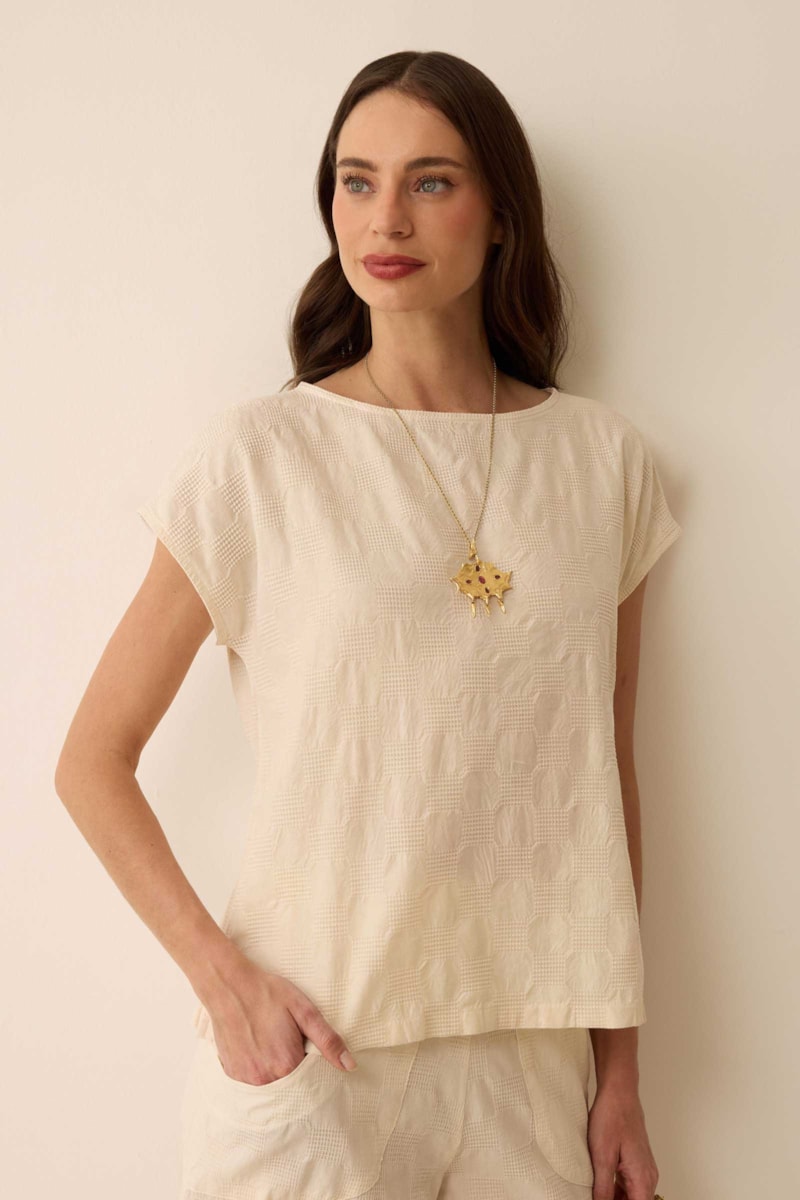 Blusa Off White Algodão Graça
