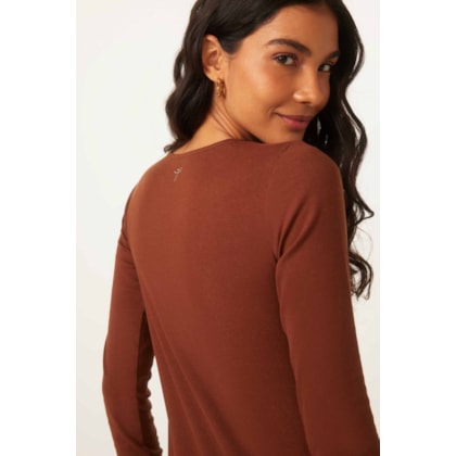 Blusa Yog Algodao Canelado Justa Tania Marrom