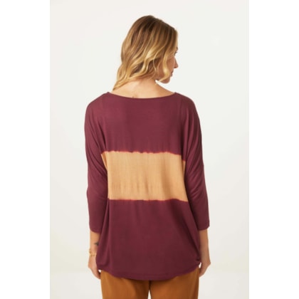 Blusa Yog Modal Tie Dye Watery Stripe Ii Vinho/Amendoa