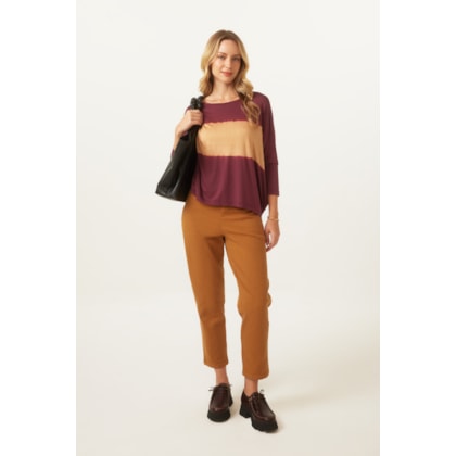 Blusa Yog Modal Tie Dye Watery Stripe Ii Vinho/Amendoa