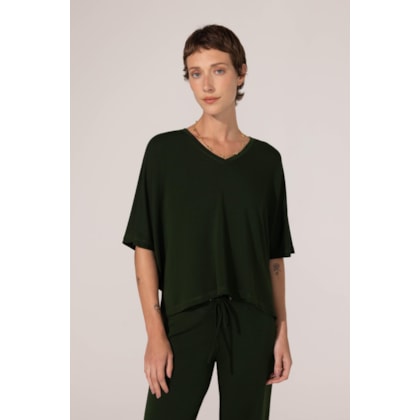 Blusa Yog Moletom Bambu Cropped Isis(46) Verde Escuro