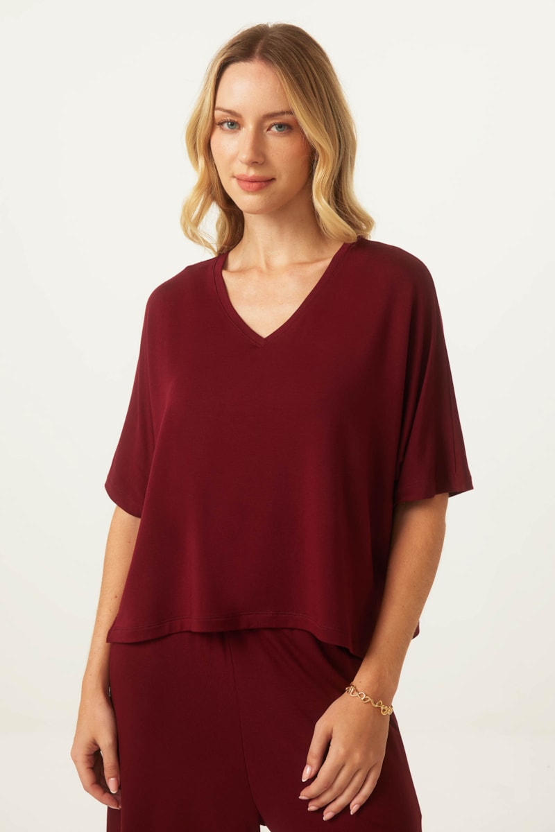 Blusa Yog Moletom Bambu Cropped Isis(46) Vinho