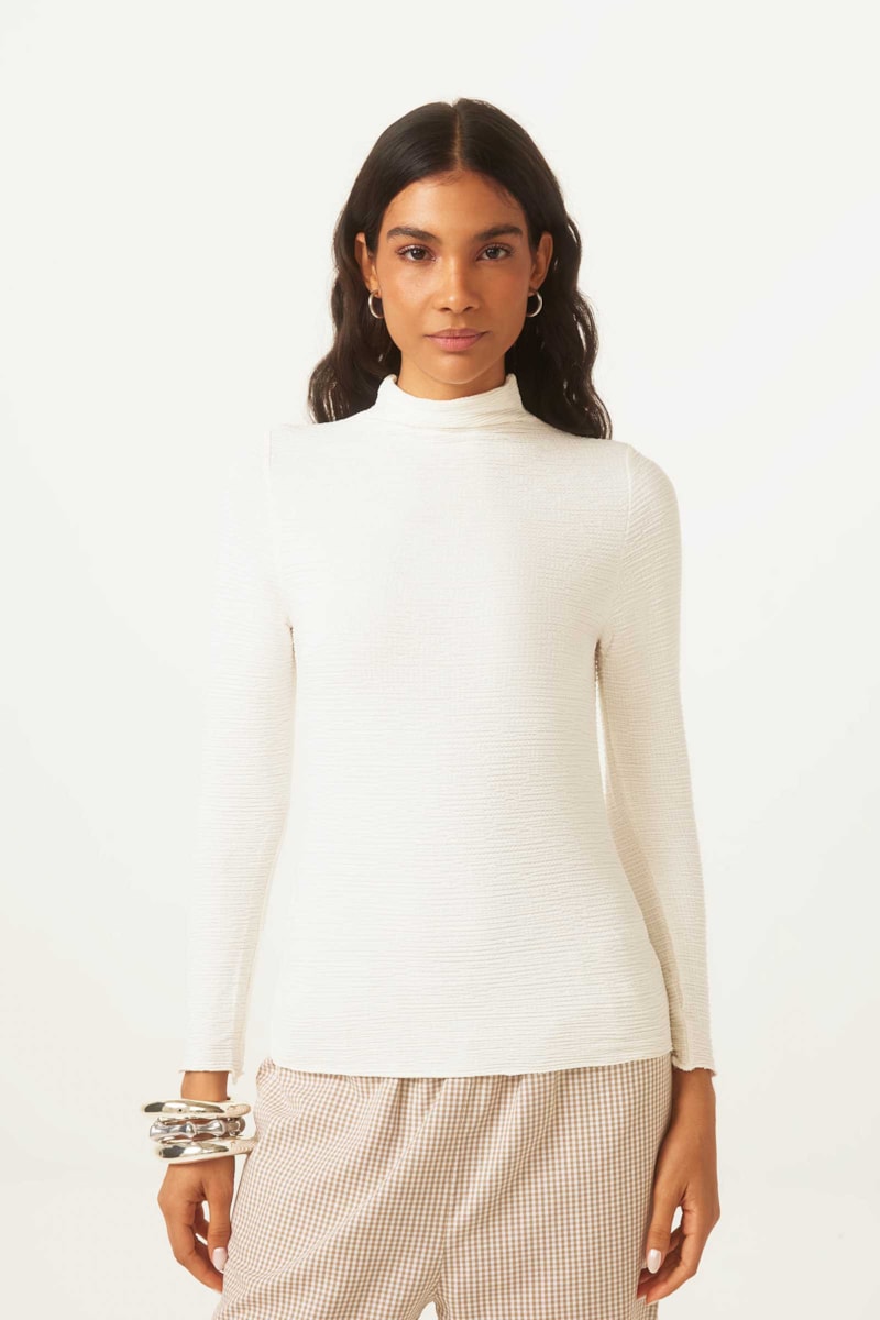 Blusa Yogini Ana Ruga Gola Justa Anna Off White