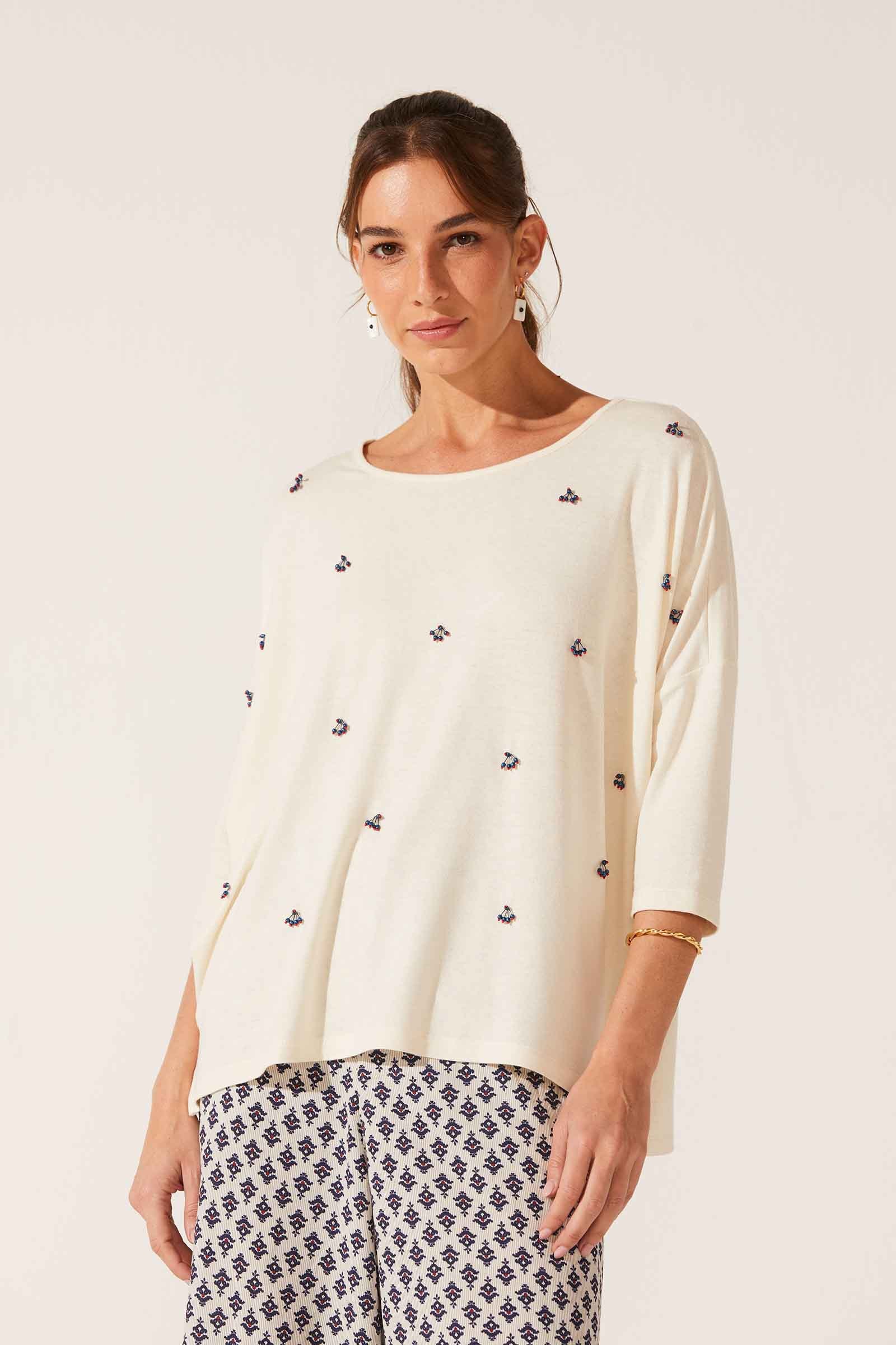Blusa Yogini Com Linho Hand Made Iza Off White
