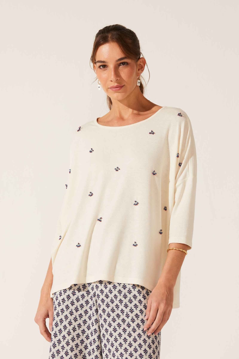 Blusa Yogini Com Linho Hand Made Iza Off White