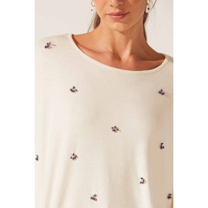 Blusa Yogini Com Linho Hand Made Iza Off White