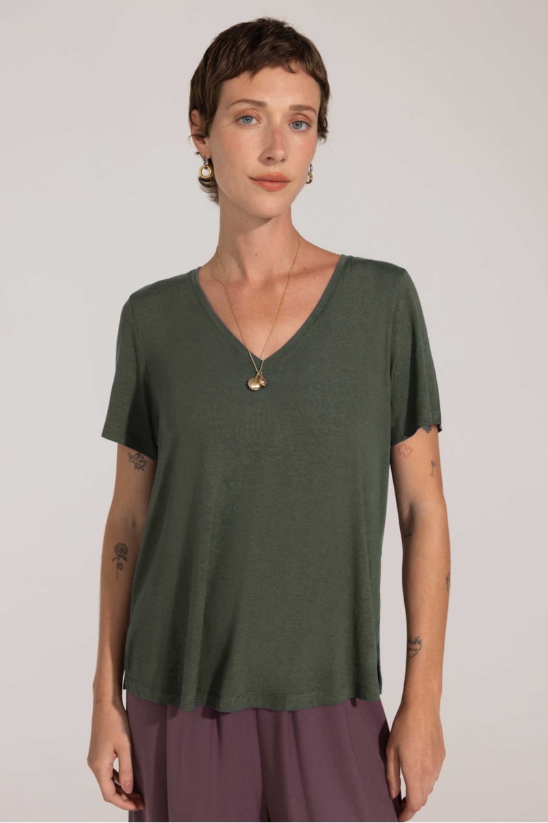 Blusa Yogini Dec v Scarlet Verde Escuro