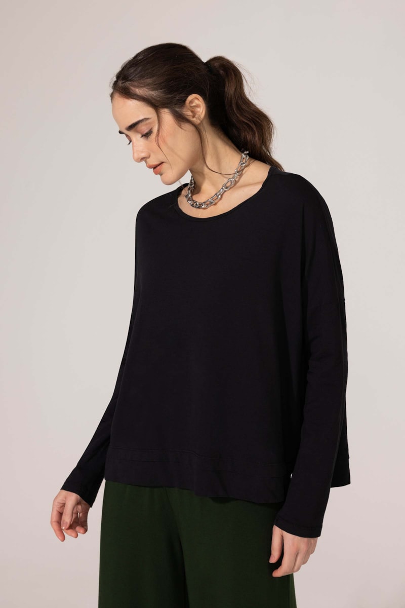 Blusa Yogini Flame Ml Lidia Preto