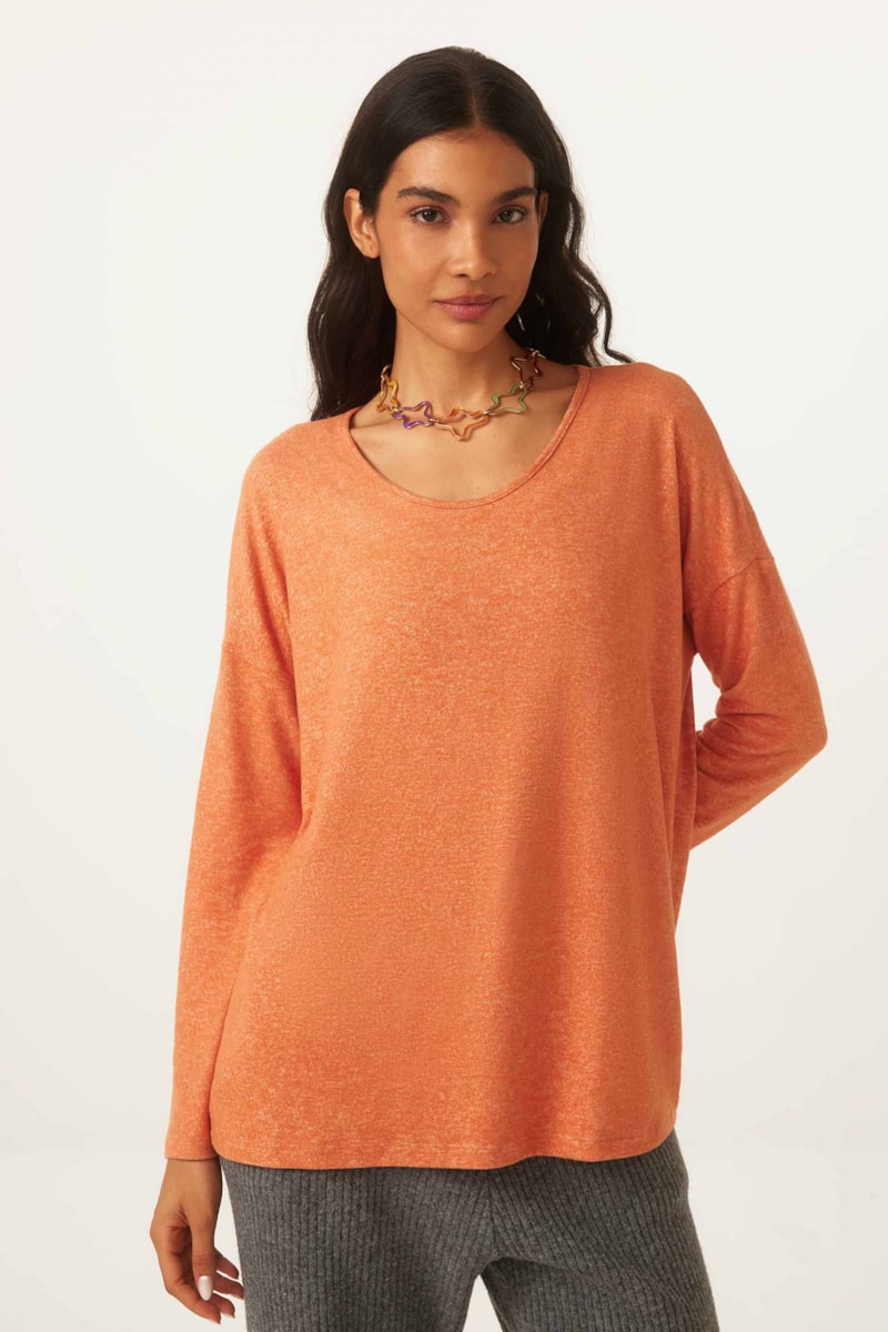 Blusa Yogini Flanelado Evase Jade Ferrugem