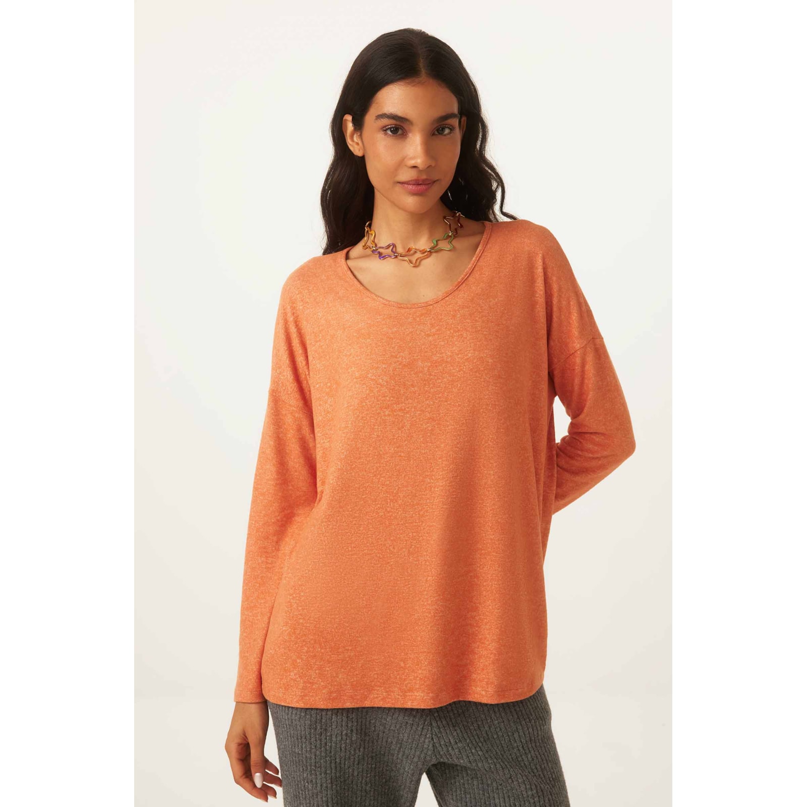 Blusa Yogini Flanelado Evase Jade Ferrugem