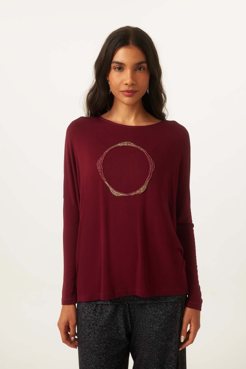 Blusa Yogini Handmade Sil Vinho
