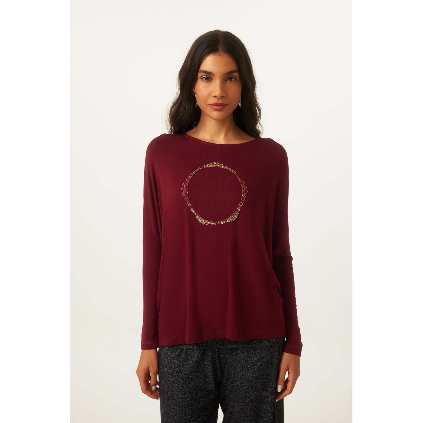 Blusa Yogini Handmade Sil Vinho
