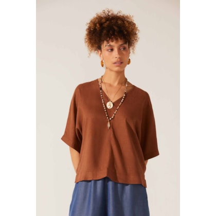 Blusa Yogini Linho Dye Francis Camelo