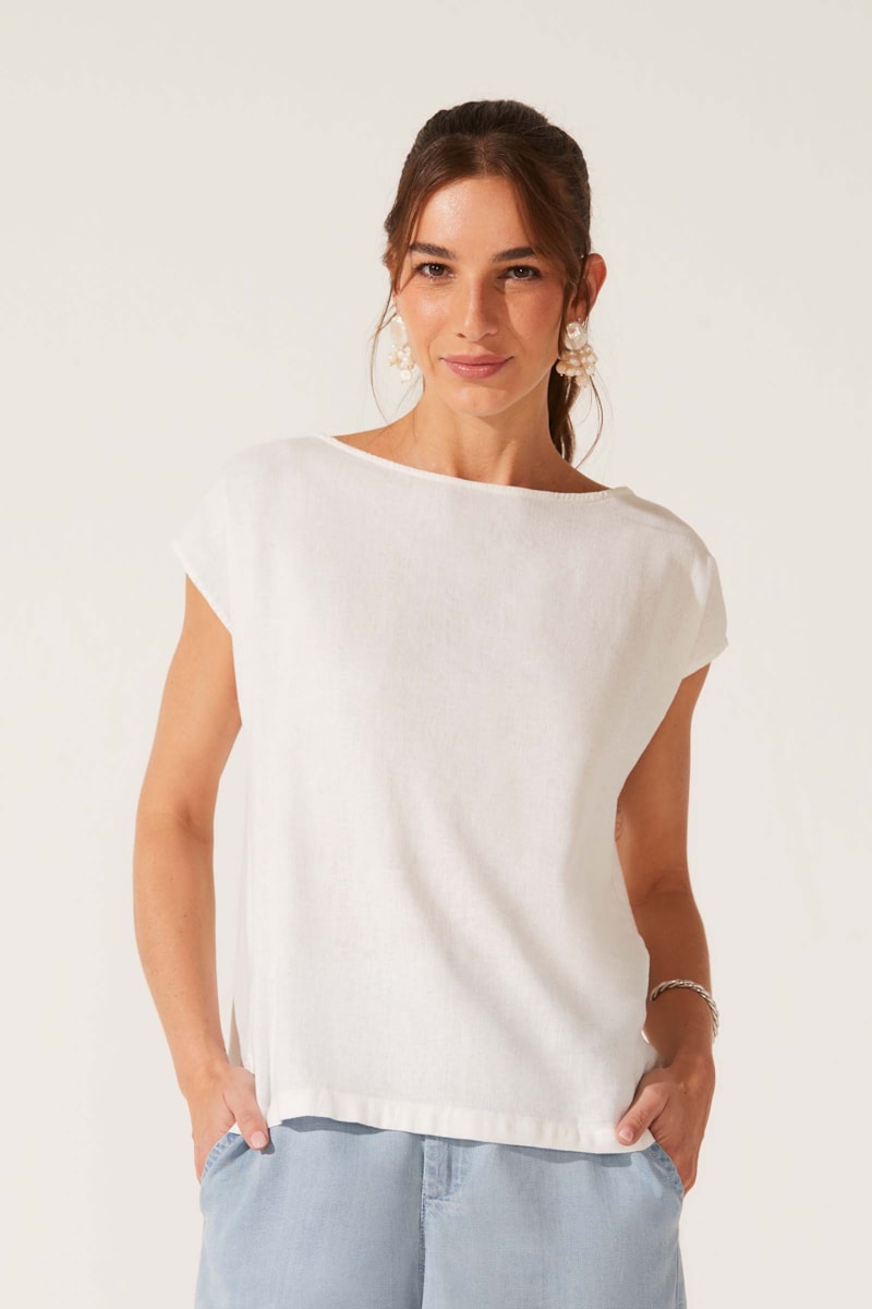 Blusa Yogini Linho Dye Hebe Off White