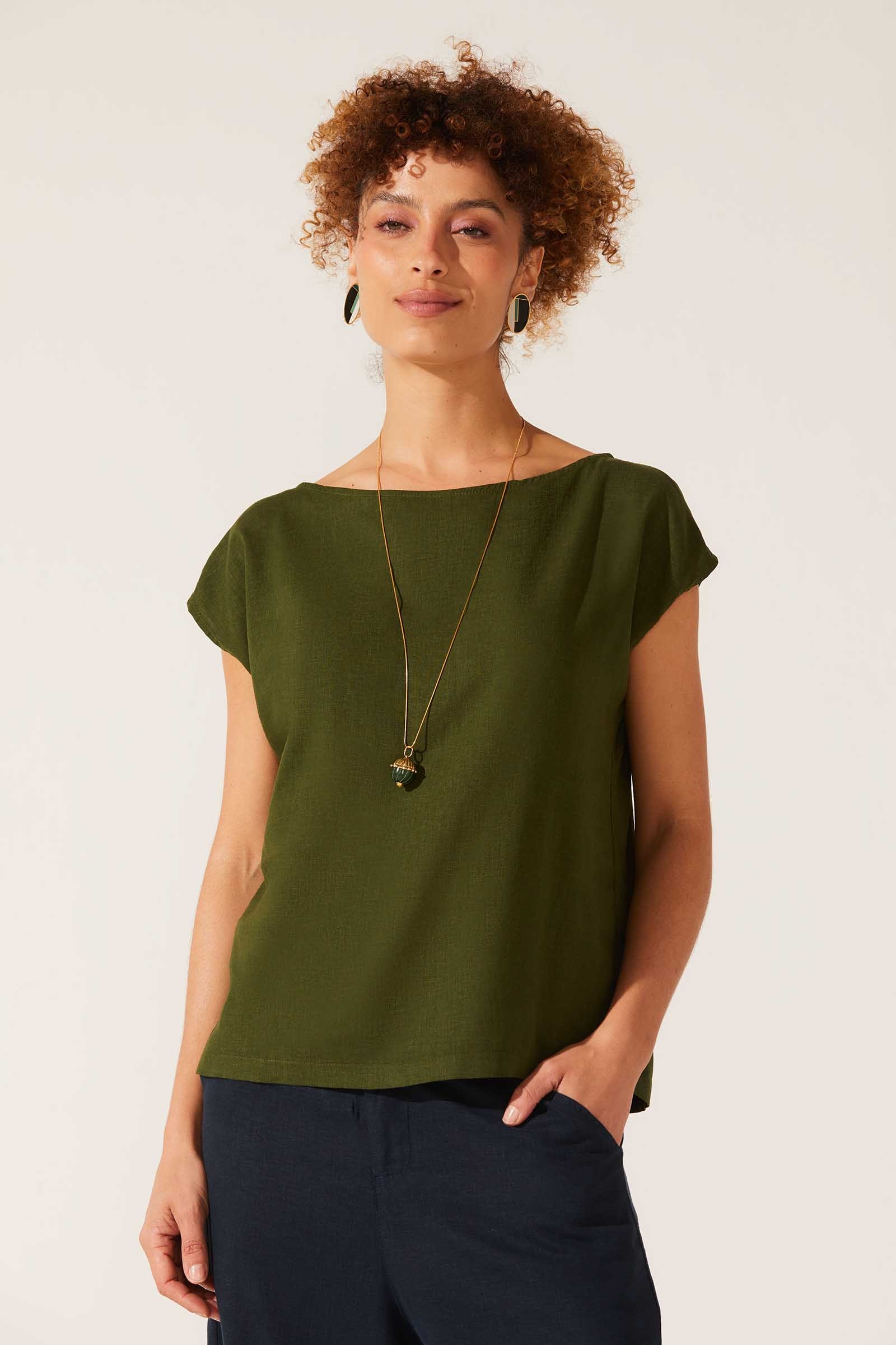 Blusa Yogini Linho Dye Hebe Verde
