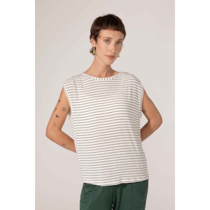 Blusa Yogini Mc Listrado Lourdes Verde Escuro