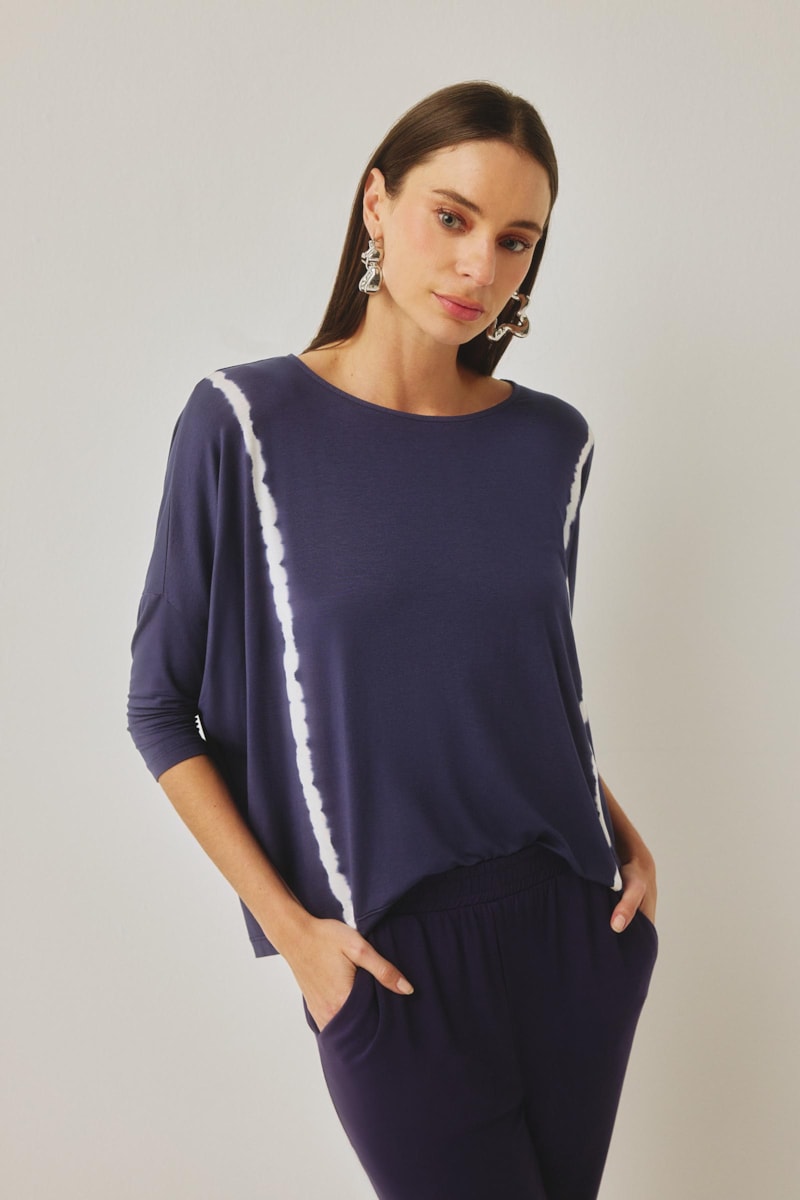 Blusa Yogini Modal Tie Dye Dafne Carbono/Off White
