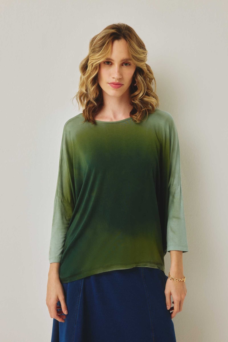 Blusa Yogini Modal Tie Dye Hera Verde Lotus