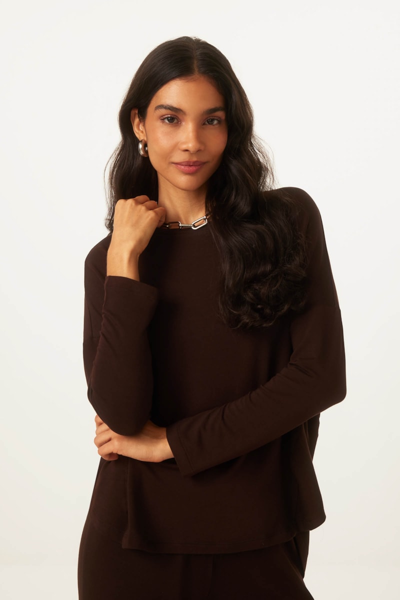Blusa Yogini Moletom Bambu Ceci (46) Marrom