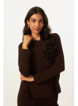 Blusa Yogini Moletom Bambu Ceci (46) Marrom