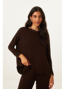 Blusa Yogini Moletom Bambu Ceci (46) Marrom