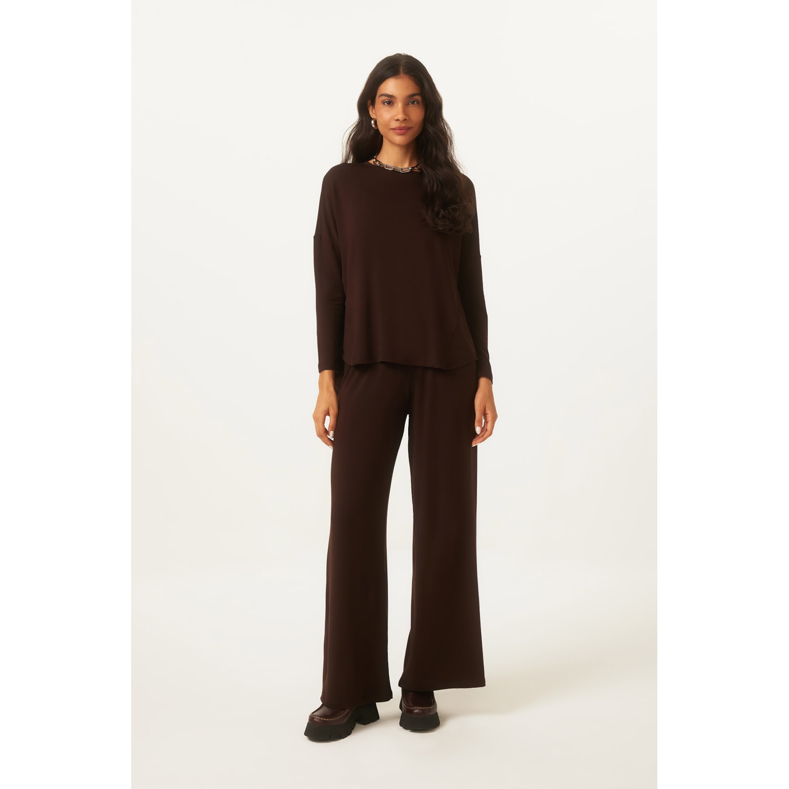 Blusa Yogini Moletom Bambu Ceci (46) Marrom