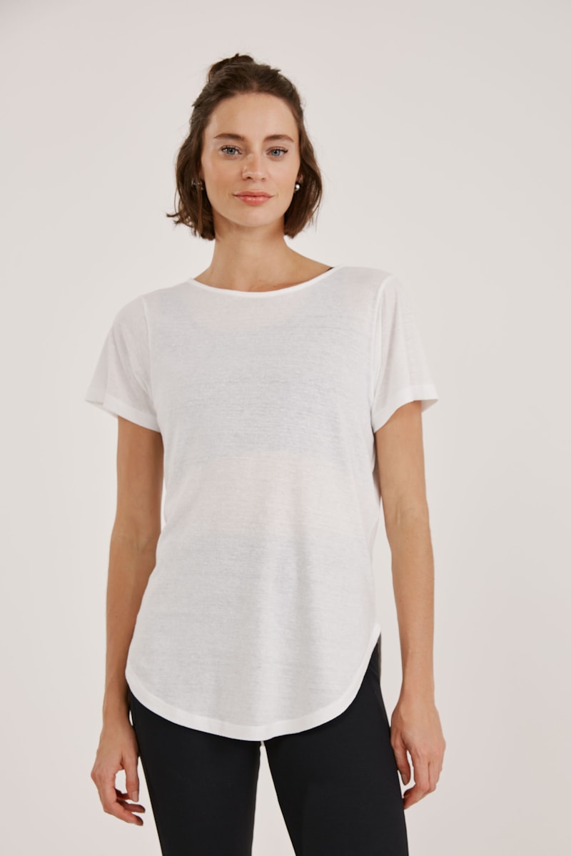 Blusa Yogini Recycled Long Aruna Branco