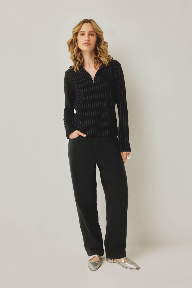 Calça Jeans Preta Barrel Bibiana
