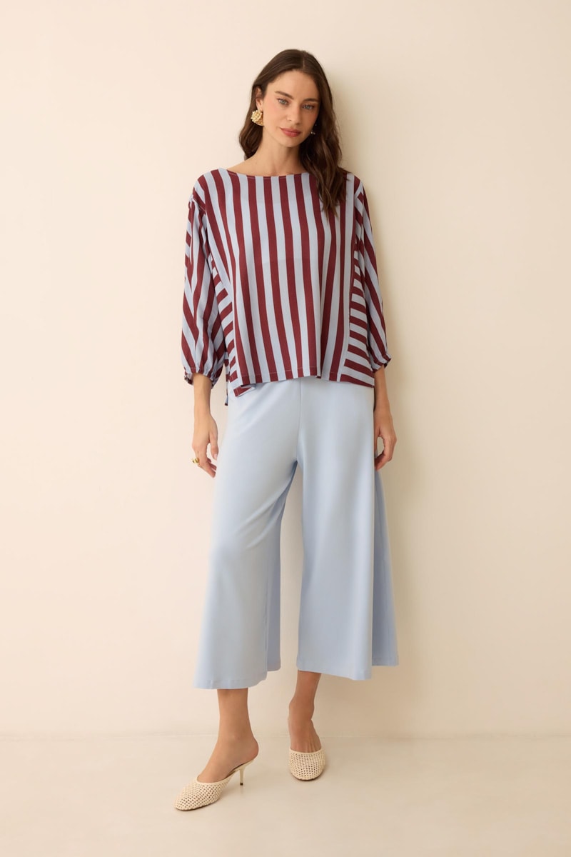 Calça Pantacourt Azul Claro Bambu