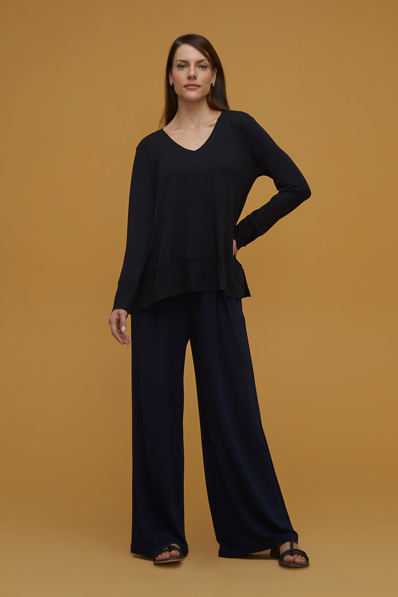 Calça Pantalona Marinho Bambu Varanasi