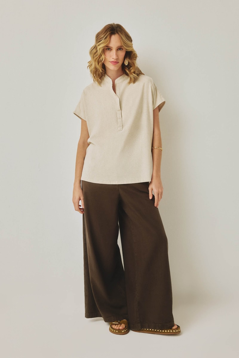 Calça Wide Leg Marrom Escuro Maxine