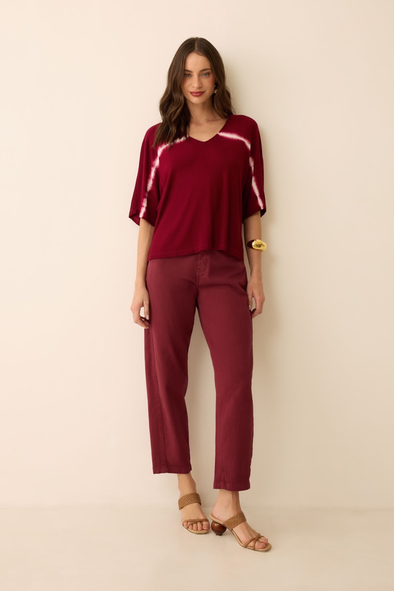 Calca Yog Alg Color Jeans Barrel Anelis Bordo