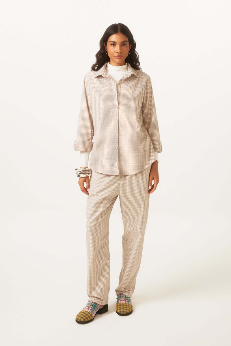 Calca Yog Algodao Cenoura Xadrez Oxford Fendi