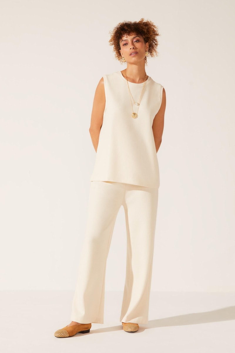 Calca Yog Algodao Textura Wide Leg Filo Cru