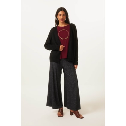 Calca Yog Flanelado Pantalona Vira Jade Preto