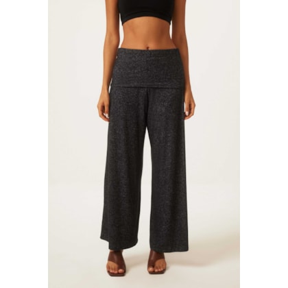 Calca Yog Flanelado Pantalona Vira Jade Preto