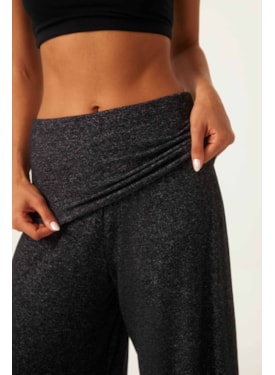 Calca Yog Flanelado Pantalona Vira Jade Preto