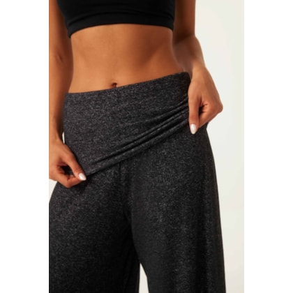 Calca Yog Flanelado Pantalona Vira Jade Preto