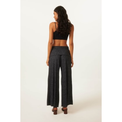 Calca Yog Flanelado Pantalona Vira Jade Preto