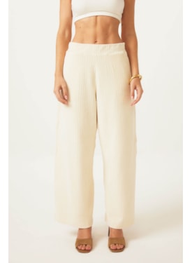 Calca Yogini Algodao Wideleg Perola Creme