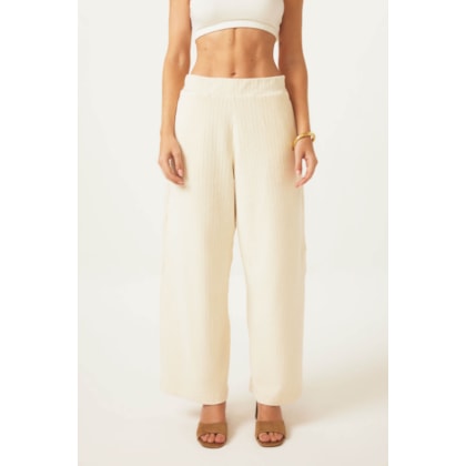 Calca Yogini Algodao Wideleg Perola Creme