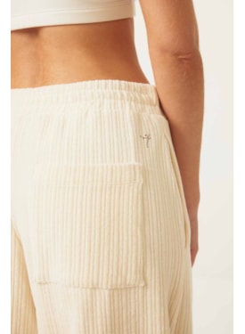 Calca Yogini Algodao Wideleg Perola Creme