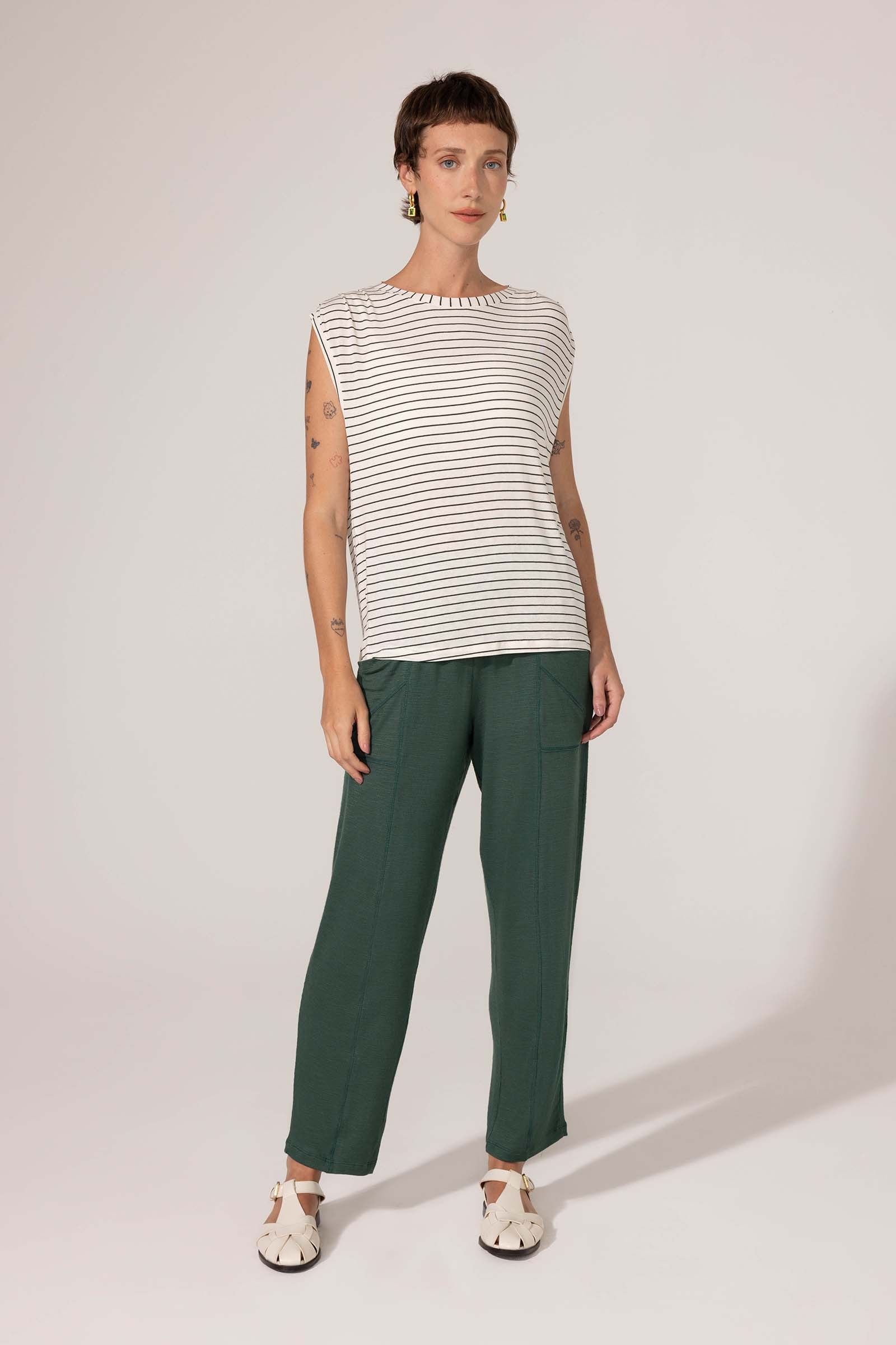 Calca Yogini Flame Cenoura Paty Verde Escuro
