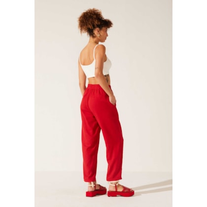 Calca Yogini Linho Cenoura Gilda Dye Vermelho