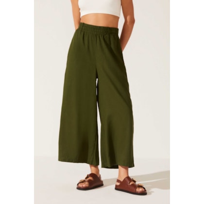 Calca Yogini Linho Pantacourt Dye Eunice Verde