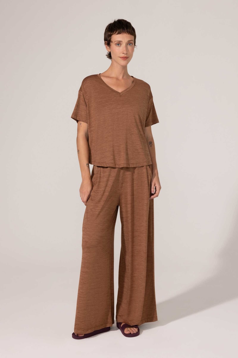 Calca Yogini Pantalona Alba Ii Marrom Claro