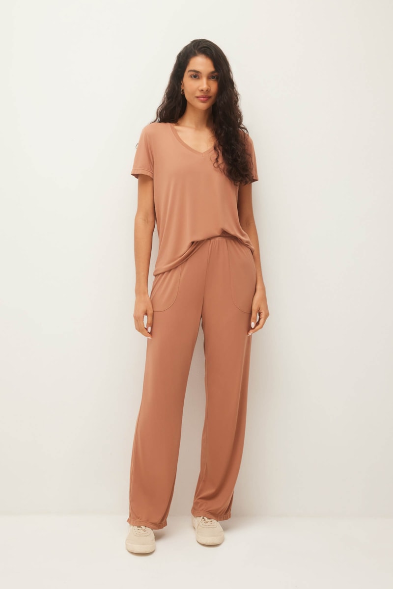 Calca Yogini Reta Dry Uv Palma Ii (46) Marrom
