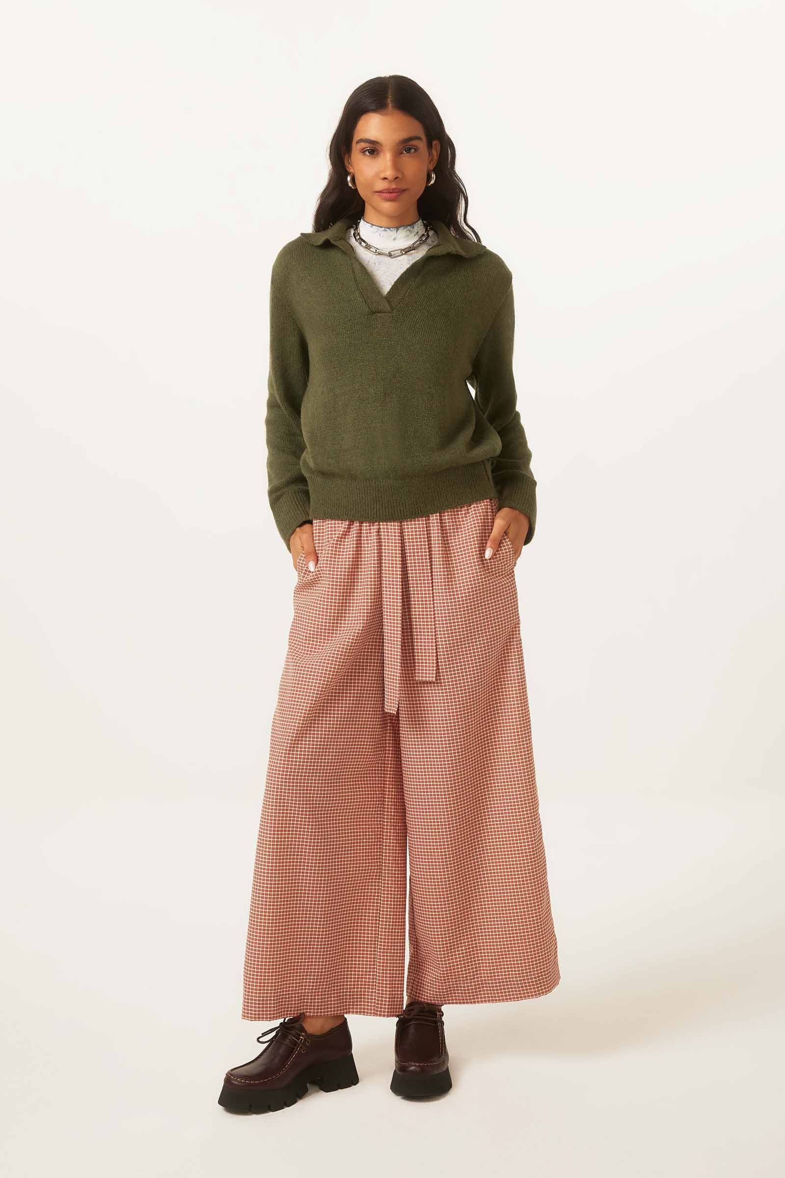 Calca Yogini Xadrez Pantalona Gloria Ferrugem