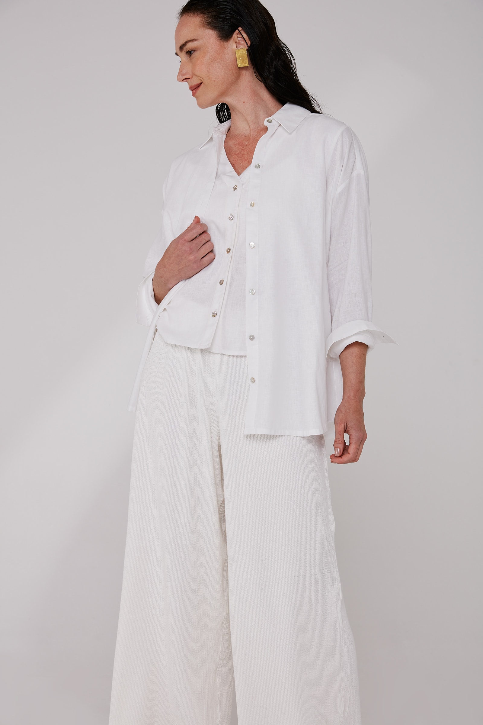 Camisa Yogini Linho Ella Dye Off White